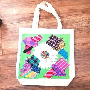 Handmade Tote Bag Filled with goodies Flower design rhinestones